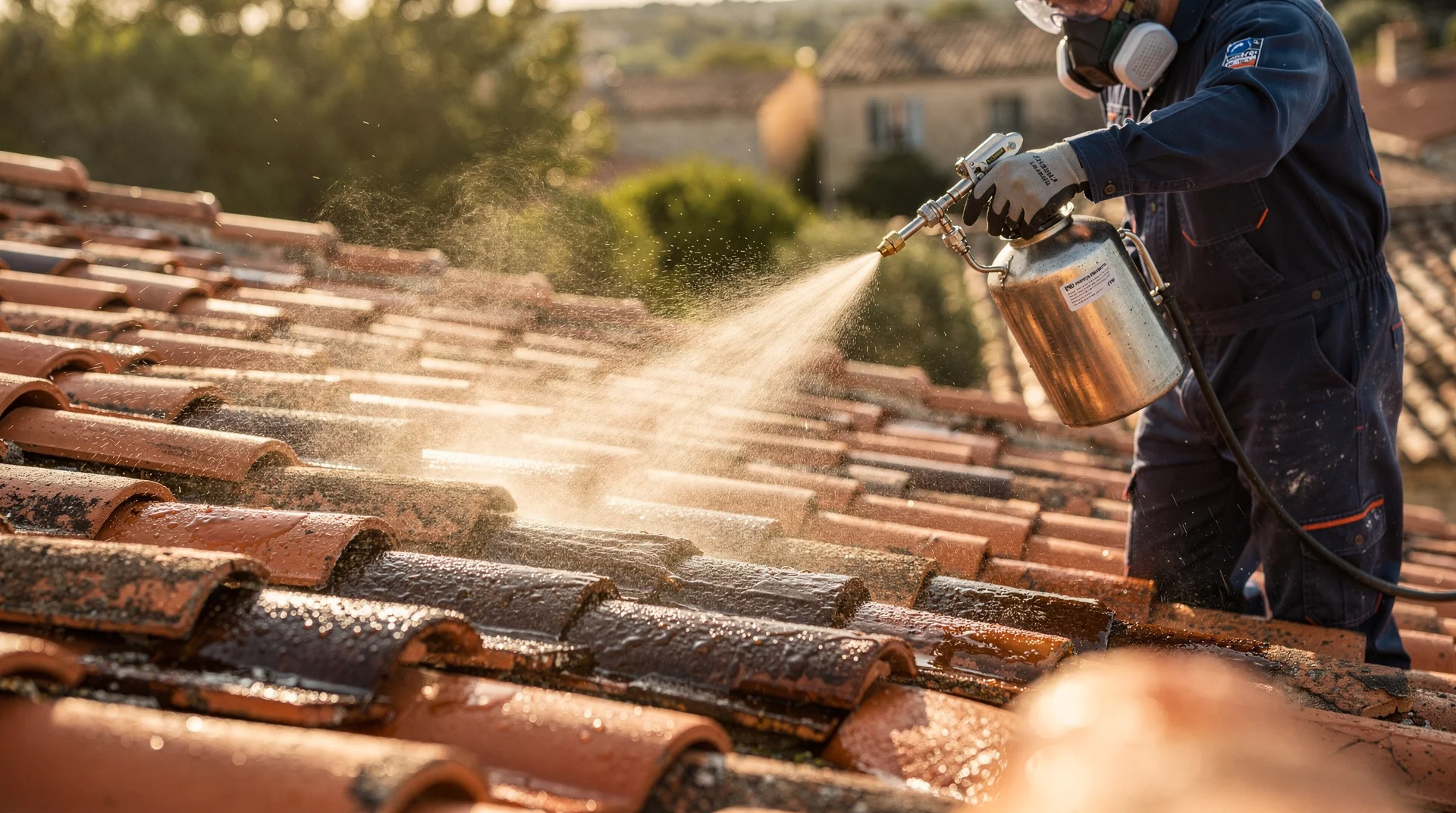 Application d'un hydrofuge sur une toiture en tuile mécanique en Haute-Garonne